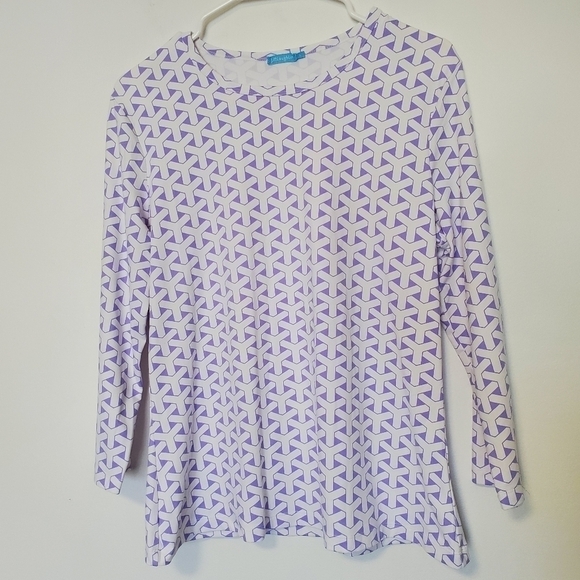 J McLaughlin Purple and White Print Top - Picture 2 of 9